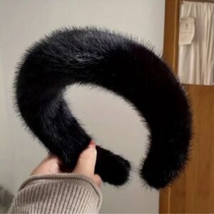 Faux Fur Black head band Hair Accessory